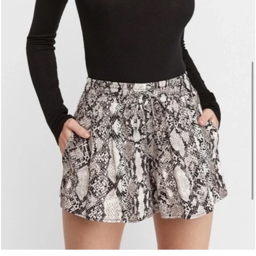 Express Snakeskin Drawstring Shorts - image 1